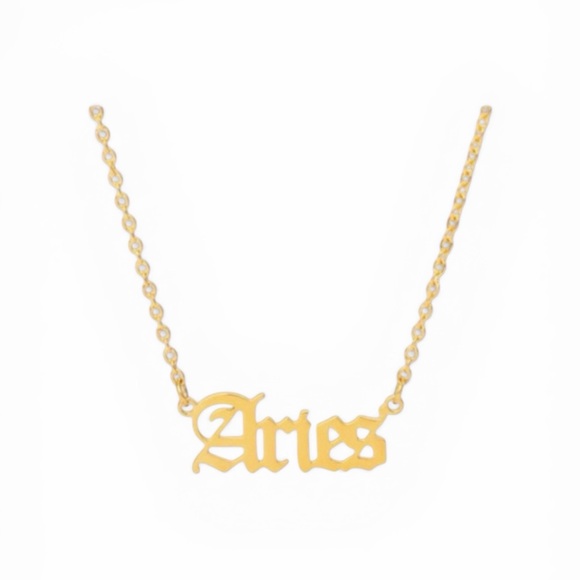 Jewelry - 14K GOLD Plated stainless steel  Aries Necklace,Zodiac Sign Pendant,
New